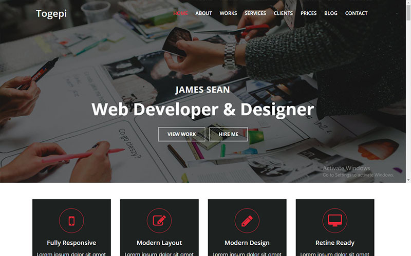 Creative Portfolio Bootstrap Landing Page Template