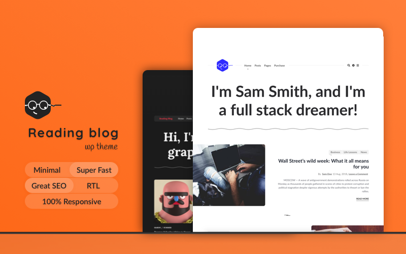 чтение блога, читабельность фокусировки темы wordpress