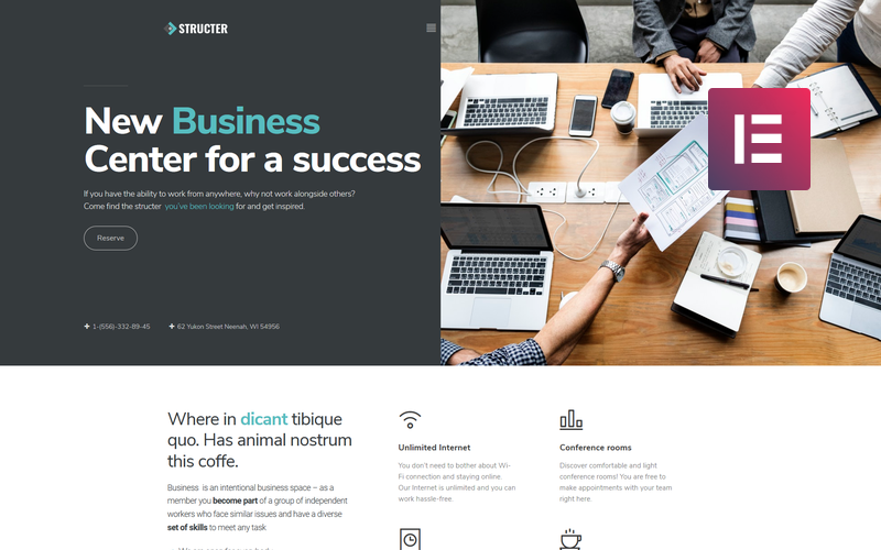 бизнес одна страница классическая тема wordpress elementor