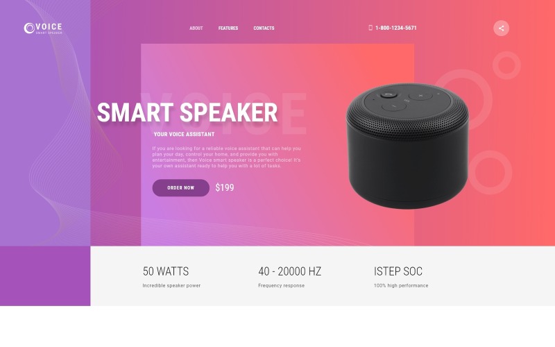 smart speaker one page creative html landing page template