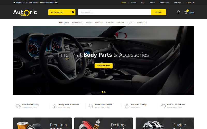 автозапчасти woocommerce тема