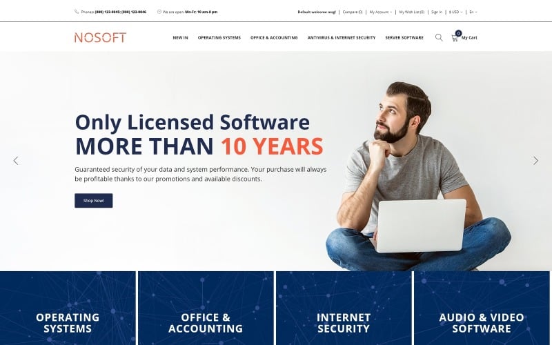 программное обеспечение parallax стильный шаблон opencart