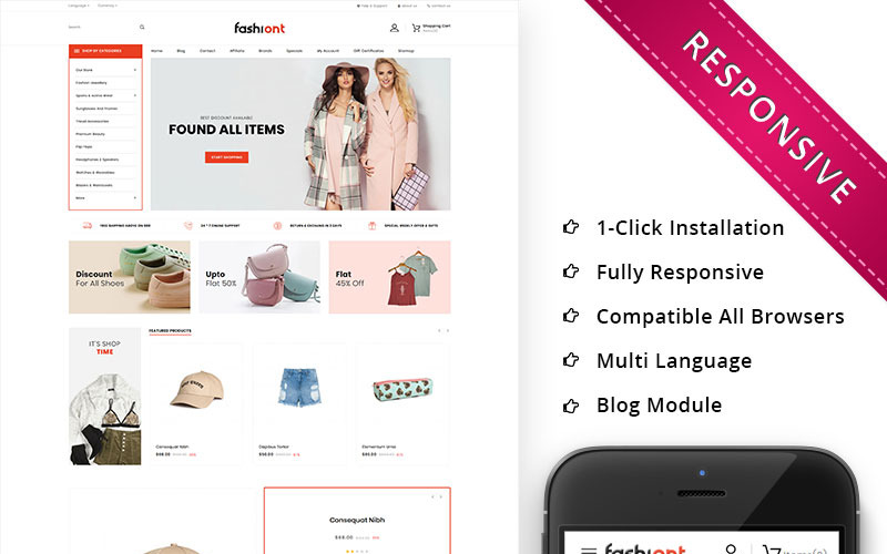 шаблон opencart отзывчивого модного магазина