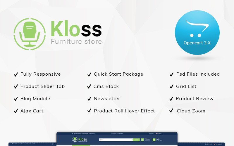 отзывчивый шаблон opencart мебельного магазина kloss