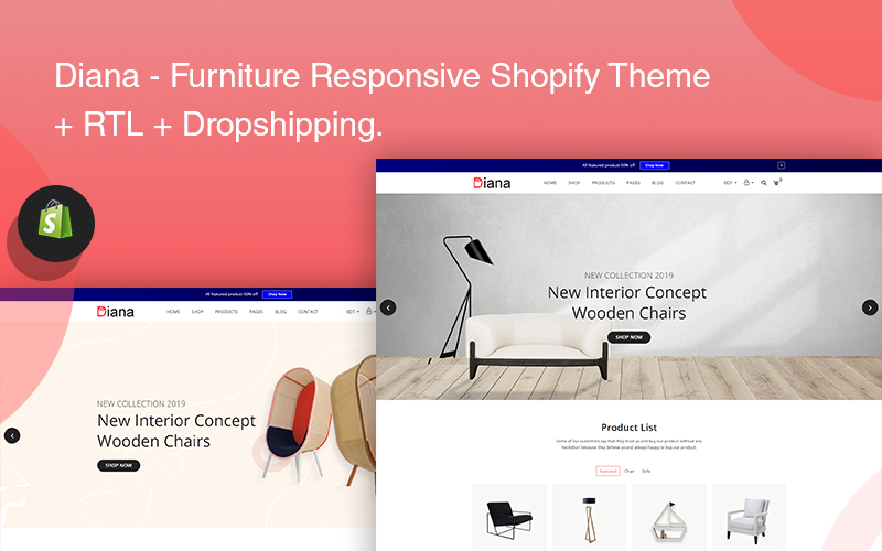 мебель отзывчивая тема shopify