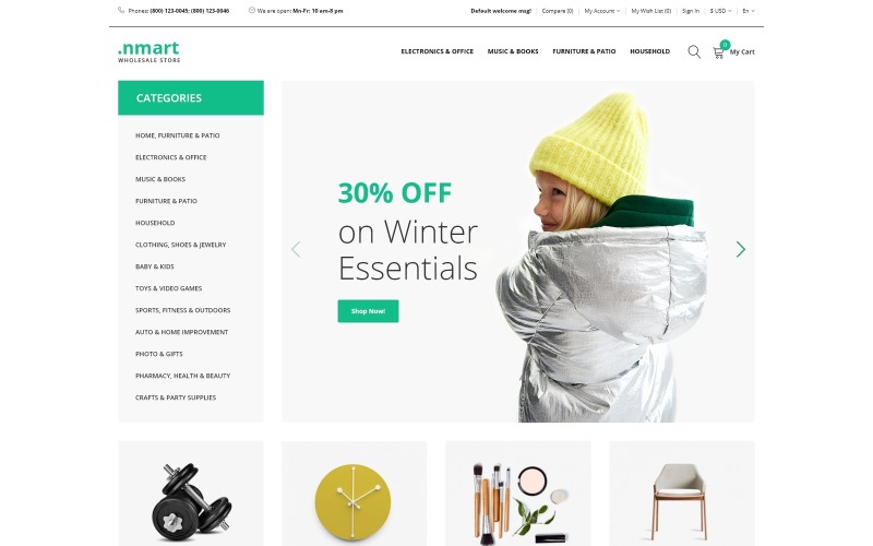 оптовый чистый шаблон opencart