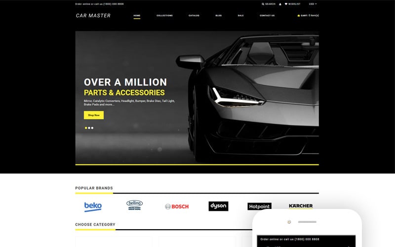 автозапчасти многостраничная креативная тема shopify