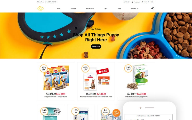 pet shop multipage многостраничная тема shopify