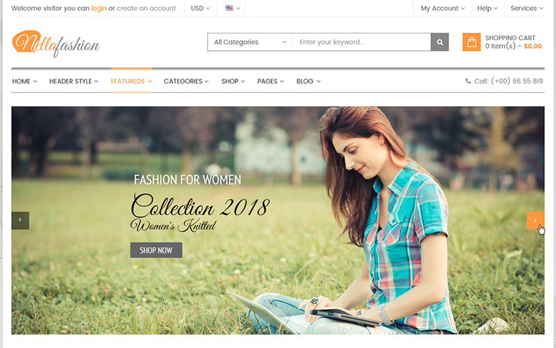 nella fashion shop woocommerce тема