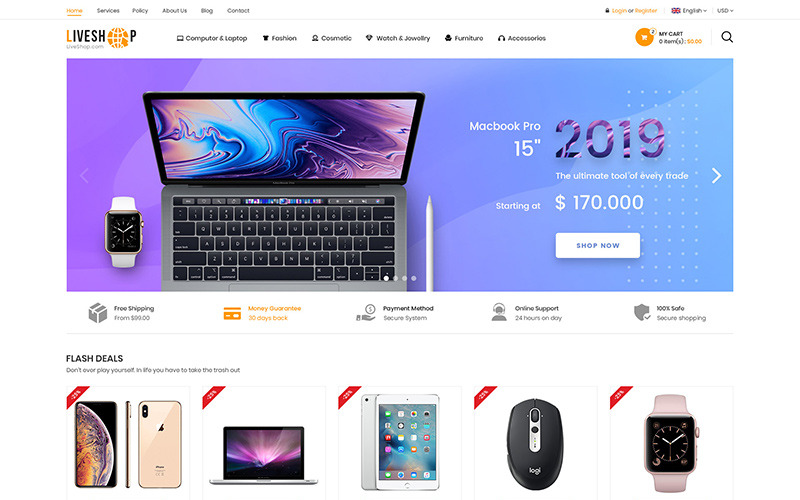 универсальный шаблон opencart liveshop