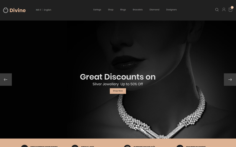 ювелирные изделия черный prestashop тема
