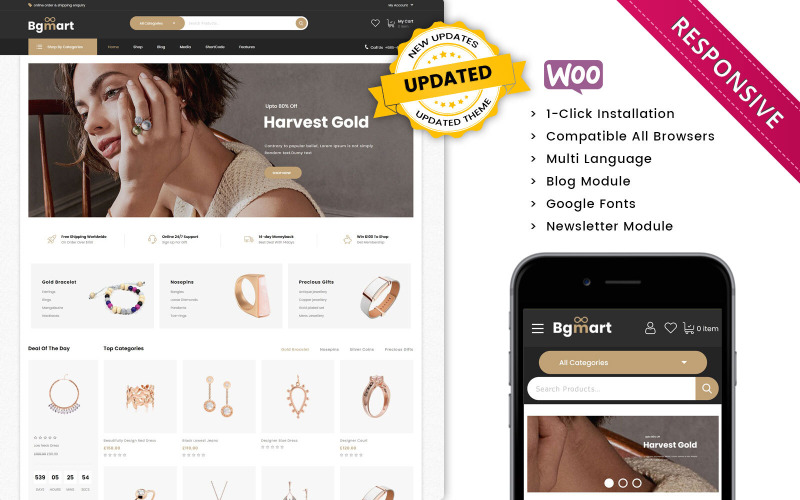 ювелирный магазин отзывчивая тема woocommerce
