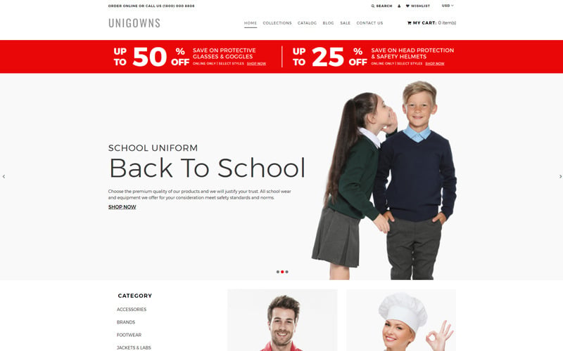 uniform store clean shopify theme