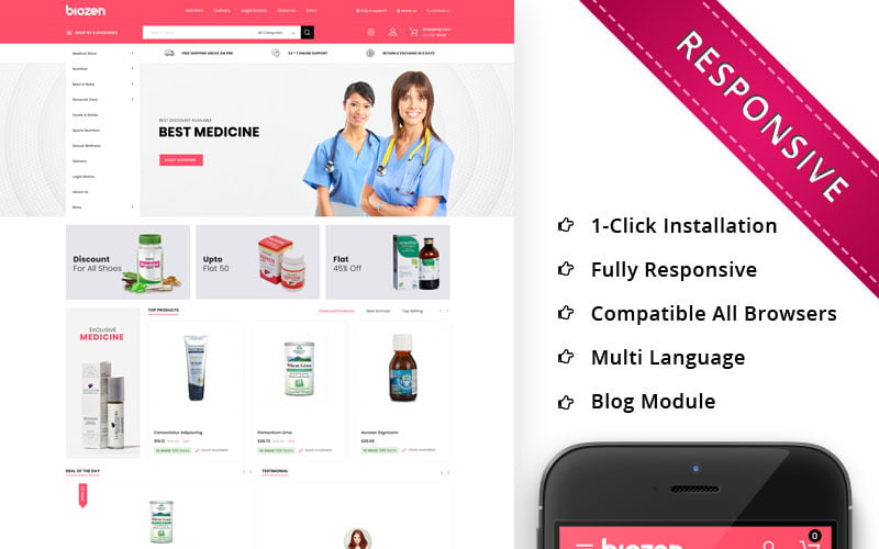 медицинский магазин отзывчивая тема prestashop