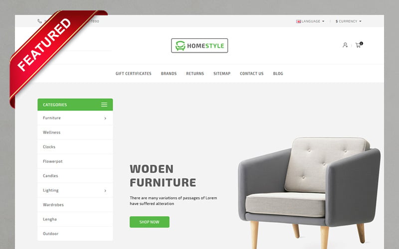 шаблон opencart мебельного магазина homestyle