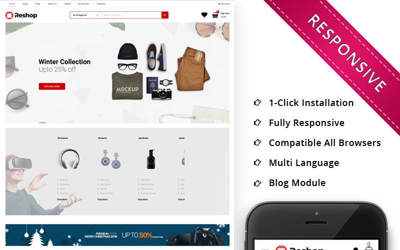 мега магазин отзывчивая тема woocommerce