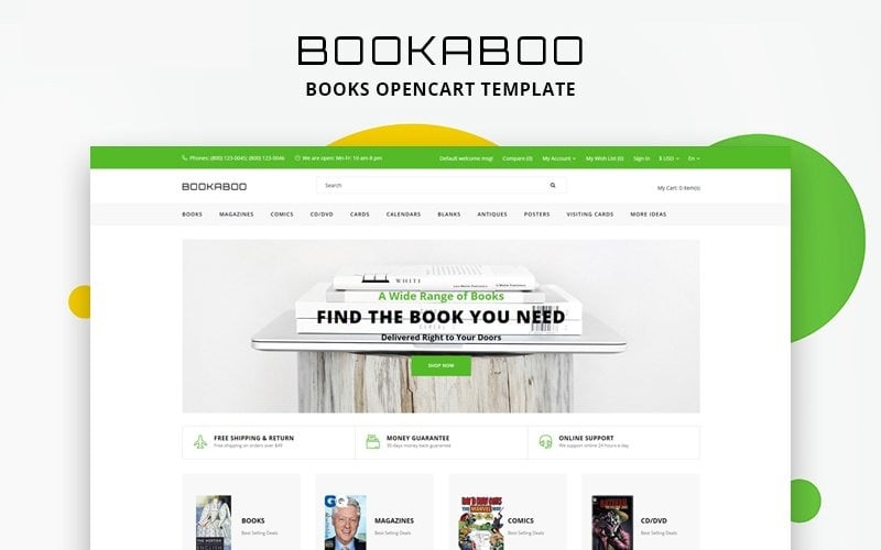книги многостраничный чистый шаблон opencart