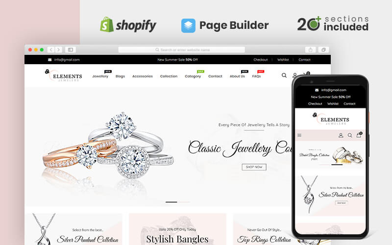 элементы ювелирный магазин shopify тема