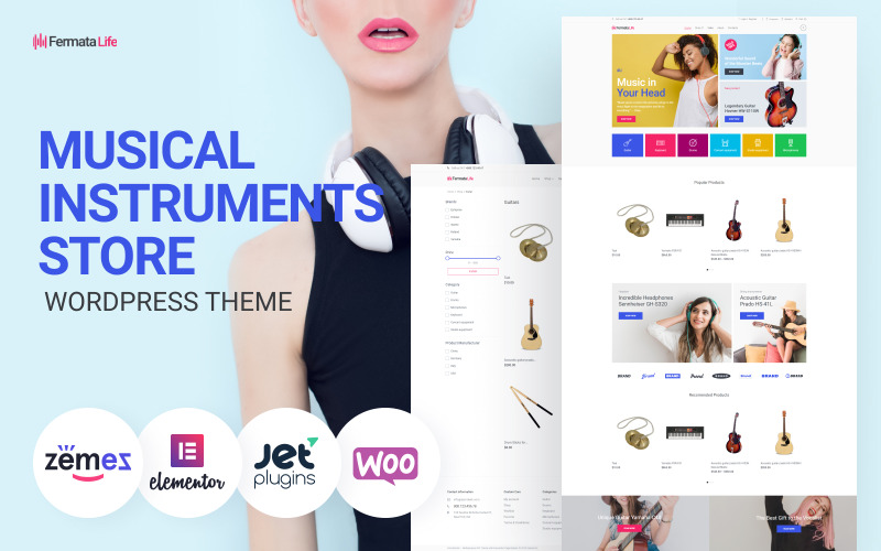 магазин музыкальных инструментов ecommerce classic elementor woocommerce theme
