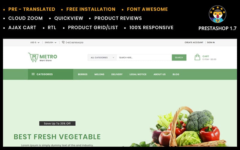 metromart grosseries store prestashop тема