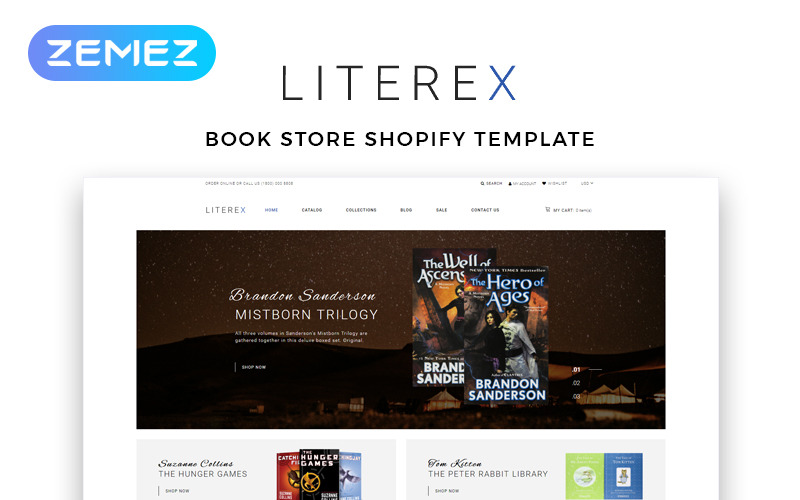 книжный магазин shopify многостраничная тема shopify