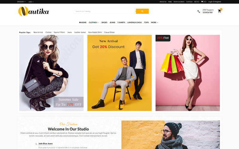 модный мега магазин шаблон opencart