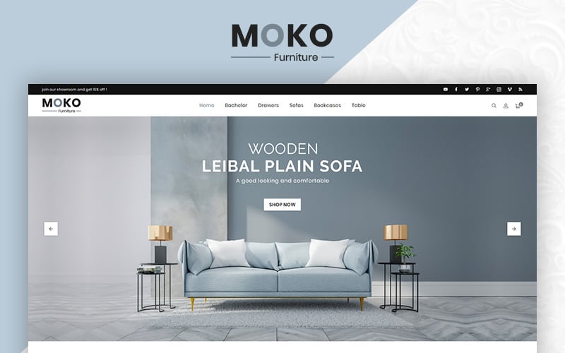 moko furniture clean store шаблон opencart