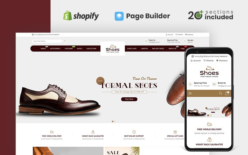 магазин обуви отзывчивая тема shopify