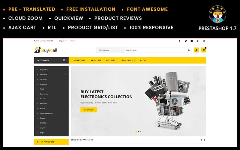 buymall универсальный магазин prestashop тема