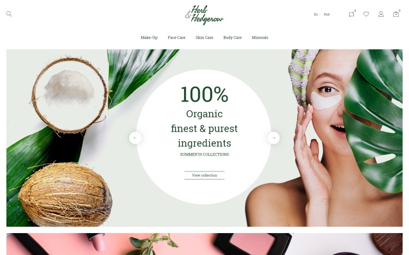 магазин органической косметики bootstrap clean ecommerce prestashop theme