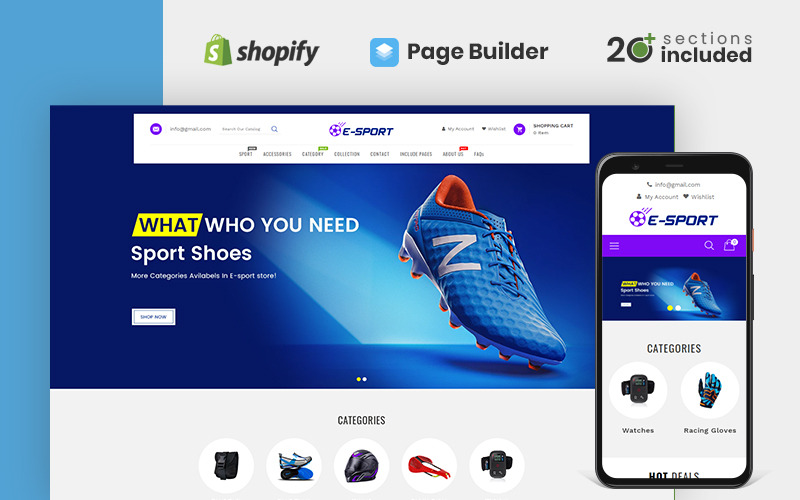 киберспорт спортивный магазин shopify тема