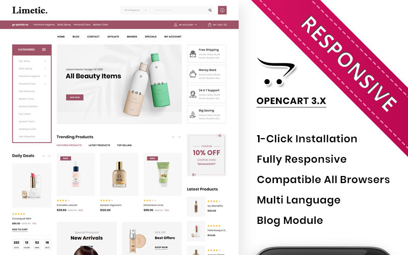 шаблон opencart косметического магазина