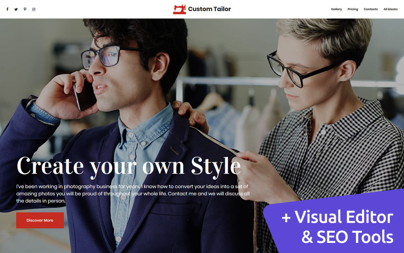 пользовательский шаблон целевой страницы tailor