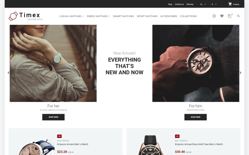 часы магазин шаблон prestashop тема
