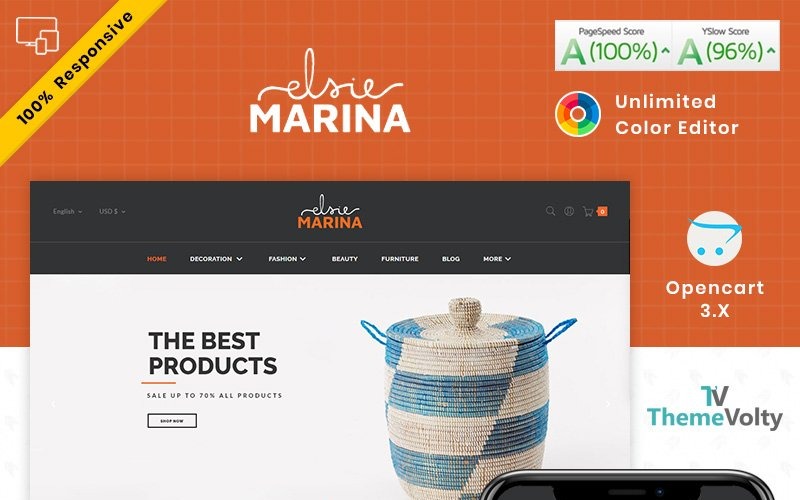 elsie marina home decor furniture opencart шаблон
