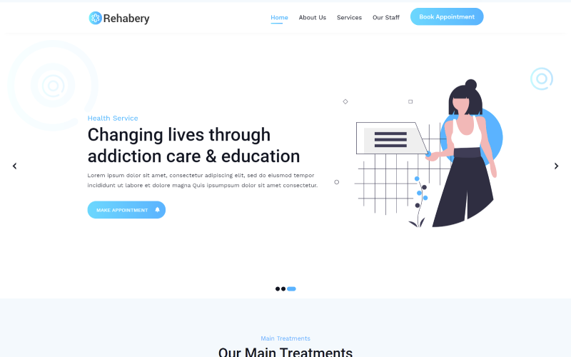 шаблон посадочной страницы rehabery landing page