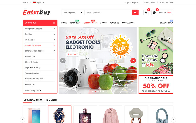 многоцелевая тема shopify