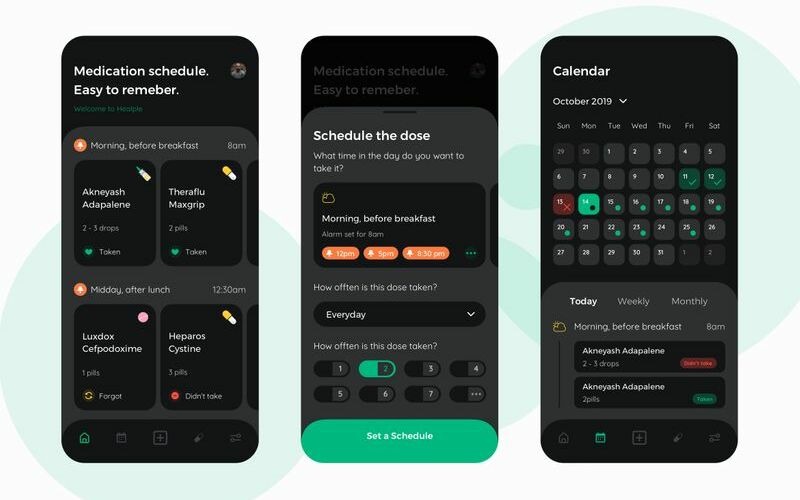 Download Sketch шаблон "Heaple Darkmode - Medical Mobile App UI Sketch Template" / Heaple Darkmode - Medical Mobile App UI Sketch Template - Sketch шаблон на тему графика 
