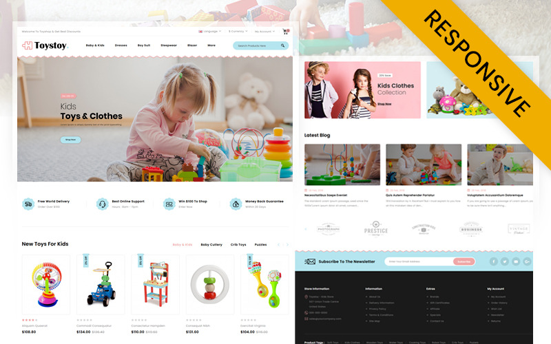 детская ткань и магазин игрушек шаблон opencart