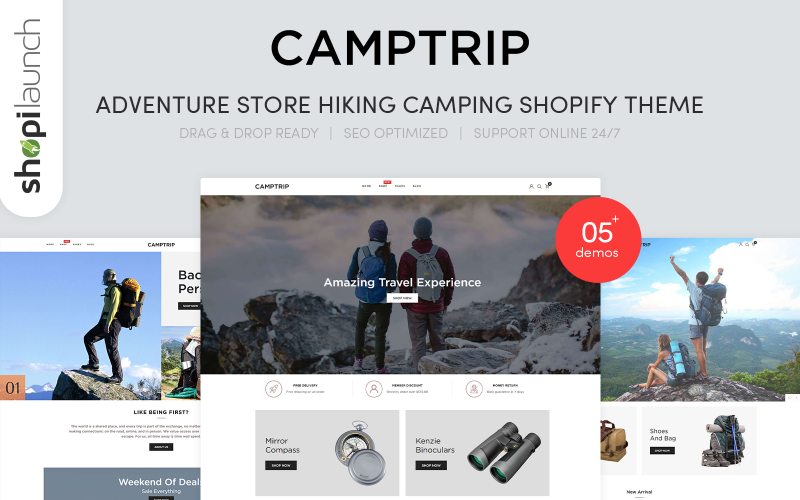приключенческий магазин пешие прогулки и кемпинг shopify тема