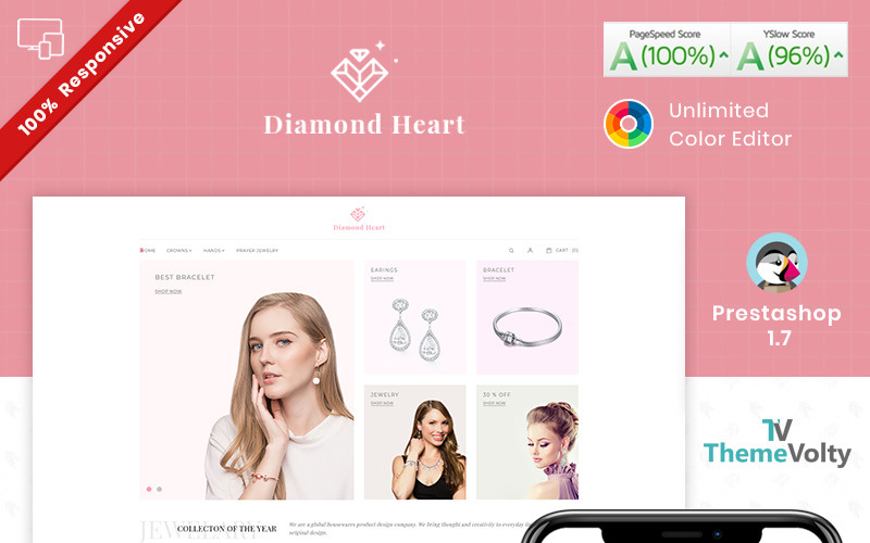 алмазное сердце ювелирный магазин prestashop тема