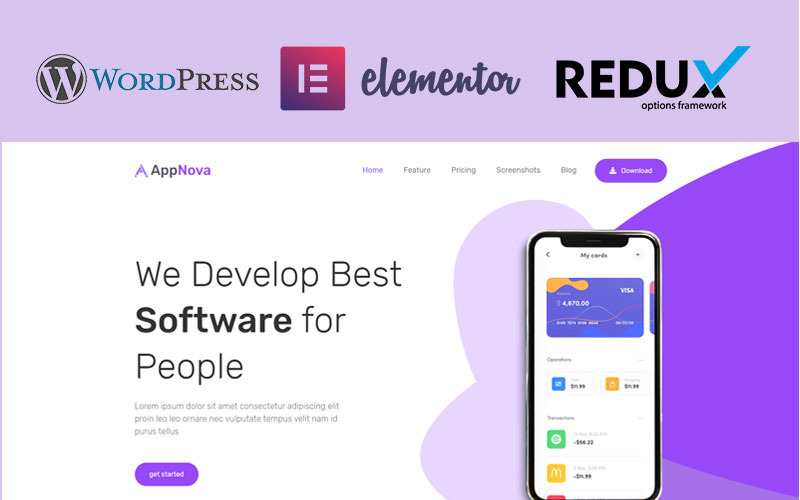 app landing wordpress тема