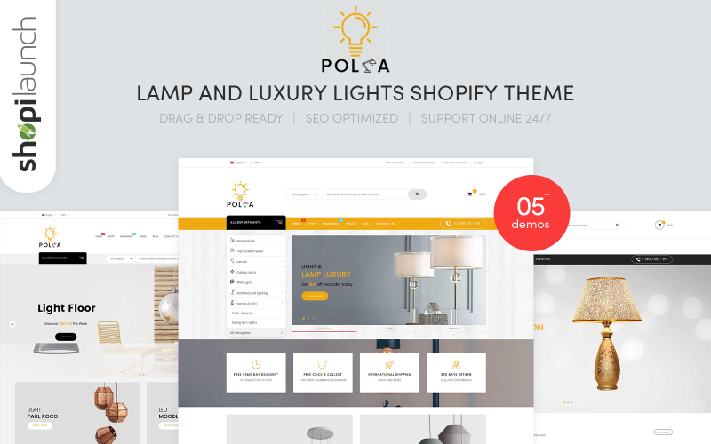 лампа и роскошные огни отзывчивая тема shopify
