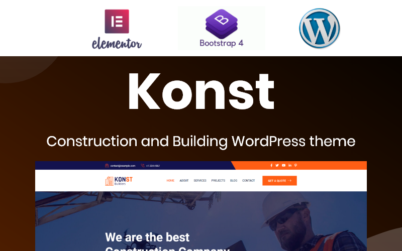 building and construction bootstrap wordpress elementor theme