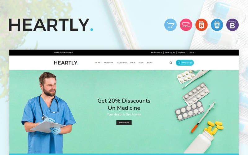 шаблон heartly opencart