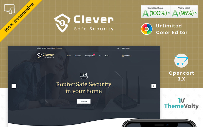 clever electronics–security store шаблон opencart