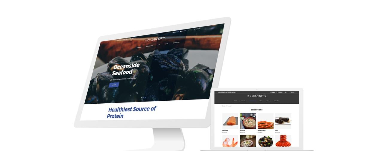магазин морепродуктов современная тема shopify