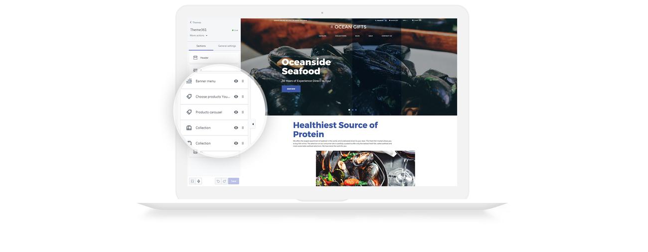 магазин морепродуктов современная тема shopify