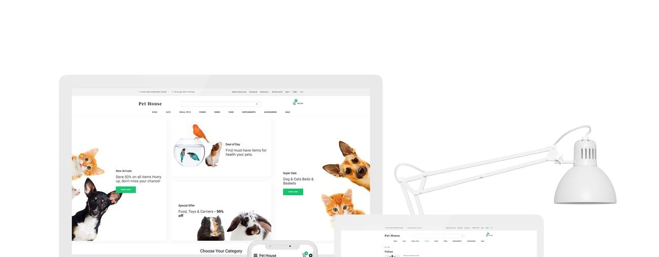 pet shop ecommerce современный шаблон opencart