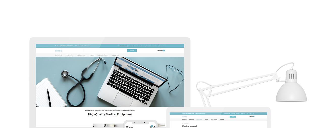 медицинское оборудование многостраничный чистый шаблон opencart
